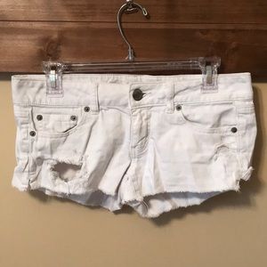 White jean shorts